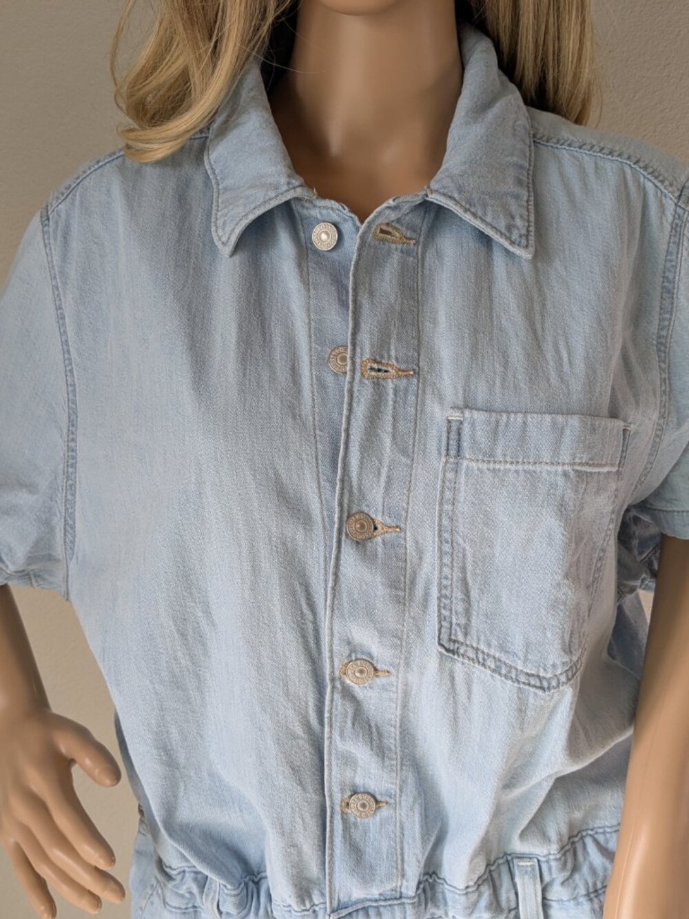 Levis Heritage Romper Women's XXL Blue Light Wash Short Sleeve Cinch Belt Loops - Picture 7 of 15